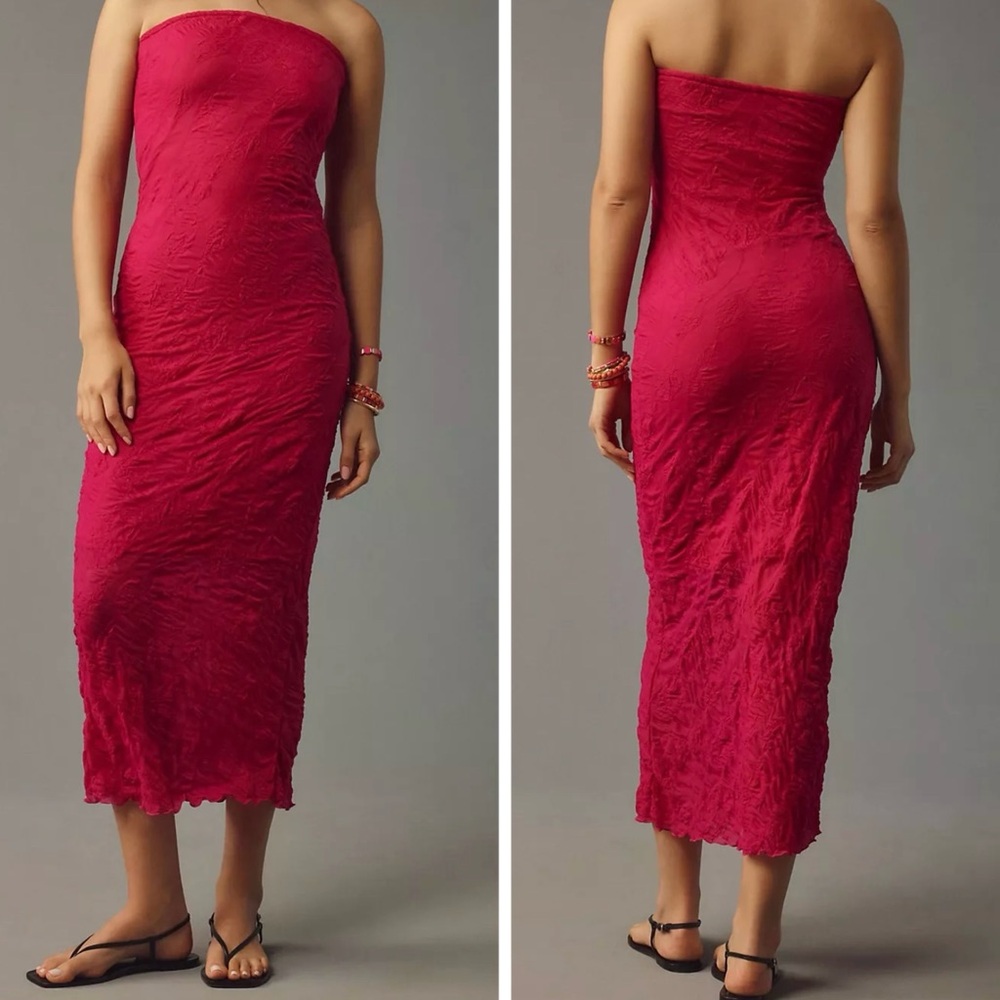 Anthropologie Strapless Textured Knit Slip Maxi Dress, Size S